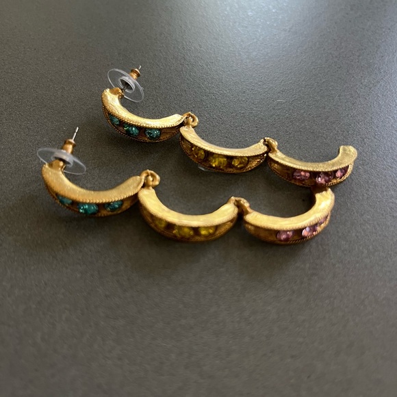 Stunning Multicolor Crystal Oscar De La Renta Earrings - Picture 7 of 7